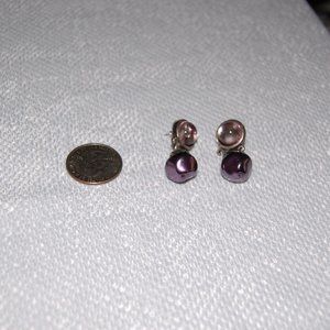 Purple Stone Post Pierced Earrings.